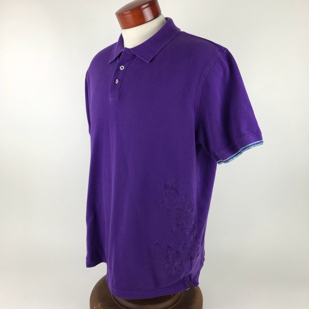 Robert Graham Embroidered XL Solid Purple Polo